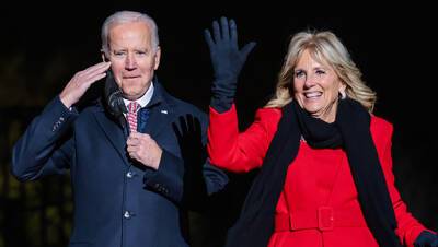 Jill Biden Glows In Red Next To President Joe At White House Tree Lighting - hollywoodlife.com - Washington