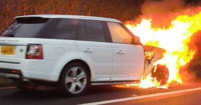 M8 fireball horror as car engulfed in flames on busy motorway with fire crews called - www.dailyrecord.co.uk