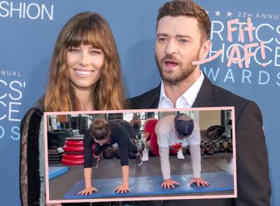 Watch 'Swolemates' Justin Timberlake & Jessica Biel Rock Synchronized Couples Workout! - perezhilton.com