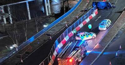 Man taken to hospital after car overturns at Salford Quays - www.manchestereveningnews.co.uk - Manchester - county Quay