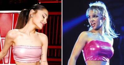 Pink Leather! Crop Top! Ariana Grande Channels Britney Spears for ‘90s Night on ‘The Voice’ - www.usmagazine.com