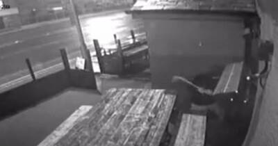 Moment vandal smashes up bar with crowbar in THIRD attack in as many weeks - www.manchestereveningnews.co.uk