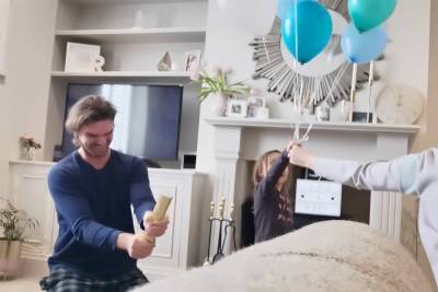 Dad blasted in the baby-maker in hilarious gender reveal fail - nypost.com - Britain