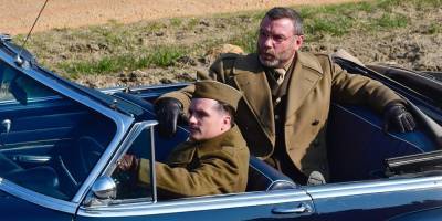 Liev Schreiber & Josh Hutcherson Ride In Vintage Buick While Filming in Italy - www.justjared.com - Italy