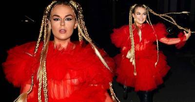 Tallia Storm showcases edgy style in red dress while out in London - www.msn.com - London