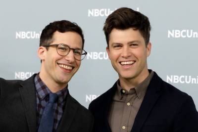 Andy Samberg Texts Colin Jost In Middle Of Interview With Seth Meyers - etcanada.com