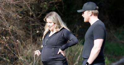 Pregnant Georgia Kousoulou shows off blossoming baby bump as she enjoys dog walk with Tommy Mallet - www.ok.co.uk