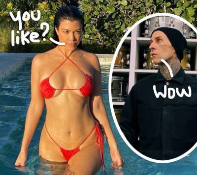 Kourtney Kardashian’s BF Travis Barker Caught Lusting Over Her Sexy New Bikini Photos! - perezhilton.com