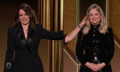 Watch Tina Fey & Amy Poehler's Hilariously Distant Golden Globes Monologue HERE! - perezhilton.com