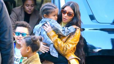 Kim Kardashian Smothers Son Saint, 5, With Kisses As He Photobombs Her IG Story — Watch - hollywoodlife.com