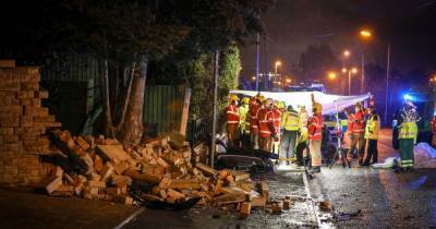 Huge emergency service response after car smashes into wall in Bury - five people were taken to hospital - www.manchestereveningnews.co.uk