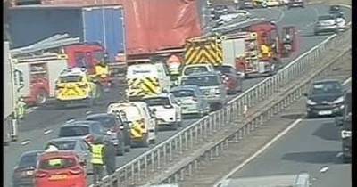 Three in hospital after horror M62 crash involving four lorries and Ford Fiesta - www.manchestereveningnews.co.uk