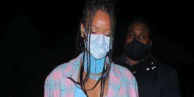 Rihanna Steps Out To Dinner In a Cool Blue Jumpsuit in LA - www.justjared.com - Santa Monica