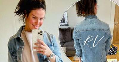 Rebekah Vardy poses in a personalised denim jacket with her initials - www.msn.com - city Leicester