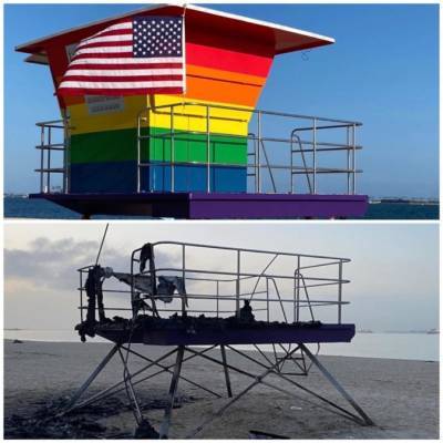 Long Beach Pride Lifeguard Tower destroyed in fire - qvoicenews.com - county Long - county Medina