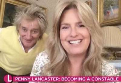 Rod Stewart crashes wife Penny Lancaster’s Lorraine interview on crutches after ankle surgery - www.msn.com