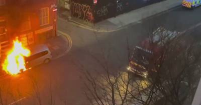 Emergency services tackle car fire as major Manchester city centre road closed - www.manchestereveningnews.co.uk - Manchester