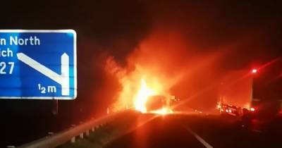 Motorway closed after van bursts into flames - www.manchestereveningnews.co.uk