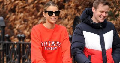 Vogue Williams stuns in fake leather leggings on family stroll with her brother and son Theodore - www.ok.co.uk