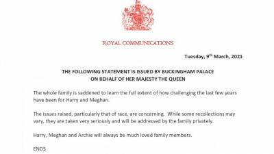 Buckingham Palace statement on Harry and Meghan interview - abcnews.go.com