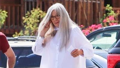 Diane Keaton, 75, Wows In Thigh High Snakeskin Boots Grey Wig On Set Of ‘Mack Rita’ - hollywoodlife.com