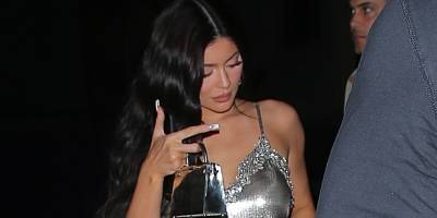 Kylie Jenner - Stassie Karanikolaou - Giorgio Baldi - Kylie Jenner Sparkles in Silver While Joining Friends for Dinner in Santa Monica - justjared.com - Santa Monica