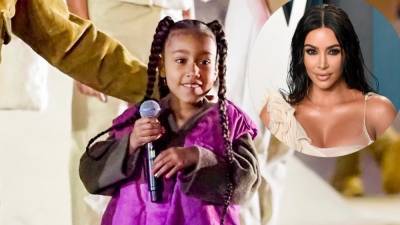 Kim Kardashian's 7-Year-Old Daughter North Tests Unusual Makeup Look - www.etonline.com