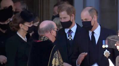 Prince Harry & Prince William Seen Chatting While Leaving Funeral Side-by-Side (Video) - www.justjared.com - county Windsor