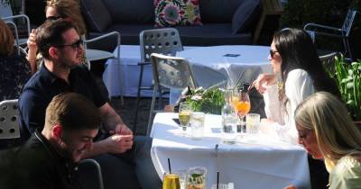 Christine Lampard wears pretty white blouse for sunny alfresco meal with husband Frank weeks after son's birth - www.ok.co.uk