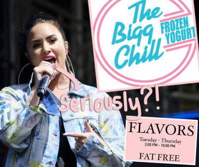 THAT Frozen Yogurt Shop Seemingly Trolls Demi Lovato By Highlighting Fat-Free & Low Carb Flavors! - perezhilton.com