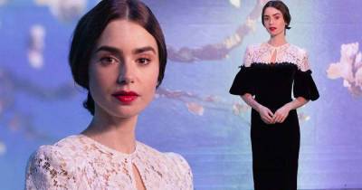 Lily Collins stuns in a lace gown as she visits Van Gogh Exhibit - www.msn.com - Britain