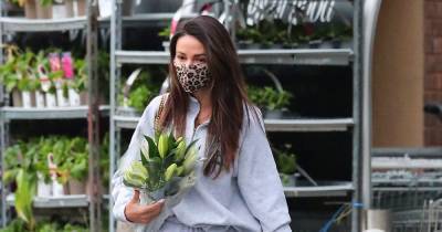 Michelle Keegan sports animal-print face mask as she buys flowers during supermarket trip in Cheshire - www.ok.co.uk - county Cheshire