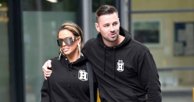 Katie Price and fiancé Carl Woods wear matching couple outfits from Harvey's own clothing range - www.ok.co.uk - county Harvey
