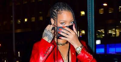 Rihanna Rocks Red, Leather Blazer for Dinner in New York City - www.justjared.com - New York