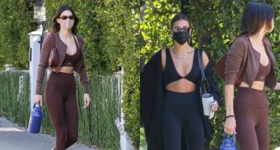 Kendall Jenner and Hailey Bieber flaunt their perfect abs as they step out for a pilates session; See Pics - www.pinkvilla.com