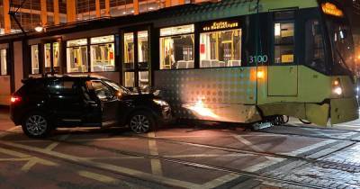 Drivers urged to take caution after car smashes into tram in Salford - www.manchestereveningnews.co.uk - Manchester