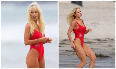Lily James as Pamela Anderson in her red ‘Baywatch’ bathing suit has everyone excited but Courtney Love - us.hola.com - county Anderson