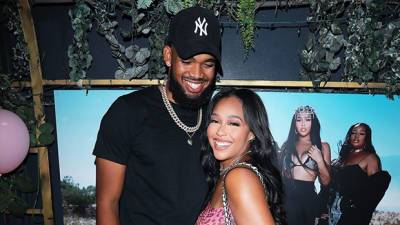 Jordyn Woods Wears Sexy Cutout Dress Snuggles Karl-Anthony Towns On 1 Year Anniversary Trip - hollywoodlife.com - county Woods - city Karl-Anthony