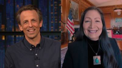 Haaland staffer caught crawling in background of her Seth Meyers interview: 'We know you're behind the desk' - www.foxnews.com - USA
