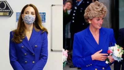 Kate Middleton Wore Almost an Exact Replica of Princess Diana's All-Blue '90s Power Suit - www.glamour.com