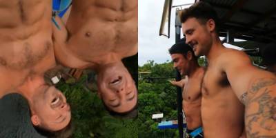 Zac & Dylan Efron's Abs Are Front & Center in Bungee-Jumping Videos! - www.justjared.com