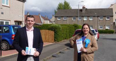 Tory leader Douglas Ross pounds Renfrew streets to boost party candidate's election bid - www.dailyrecord.co.uk - Scotland - county Ross - county Douglas