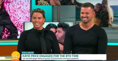 Katie Price flashes engagement ring on GMB as she defends relationship with Carl Woods - www.manchestereveningnews.co.uk - Britain