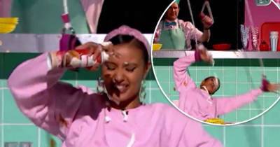 Maya Jama gets cream on her face during Celebrity Juice diner game - www.msn.com - USA