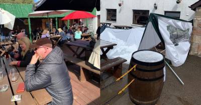 Incredible images just four days apart show what pubs are having to deal with outdoor alcohol ruling - www.dailyrecord.co.uk - Scotland