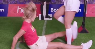 Amanda Holden takes hilarious tumble in football game with Ashley Roberts on Heart - www.ok.co.uk - county Ashley - county Roberts
