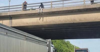 Mum of young man saved from jumping off M62 bridge praises hero lorry driver - www.manchestereveningnews.co.uk