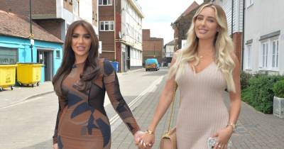 TOWIE stars Amber Turner and Chloe Brockett wow in skintight dresses during filming - www.ok.co.uk - county Turner