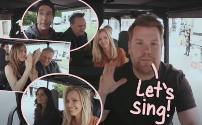 James Corden 'Nearly Killed' The Friends Cast Doing Carpool Karaoke! Watch! - perezhilton.com
