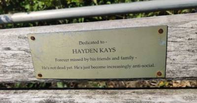 Walker in stitches after discovering savage plaque on memorial bench - www.dailyrecord.co.uk - county Walker